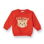 HelloBaby Erkek Bebek Sweatshirt Hayvan Baskılı Bisiklet Yaka Uzun Kol - Kırmızı