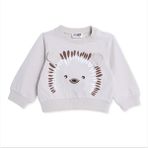 HelloBaby Erkek Bebek Sweatshirt Hayvan Baskılı Çıtçıtlı Bisiklet Yaka Uzun Kol - Vizon