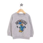 HelloBaby Erkek Bebek Sweatshirt Şardonlu Dinokater Desenli Bisiklet Yaka Uzun Kol - Gri Melanj