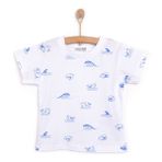 HelloBaby Erkek Bebek Tişört Baby Shark Bisiklet Yaka Kısa Kol Beyaz -