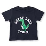 HelloBaby Erkek Bebek Tişört Dinozor Baskılı Bisiklet Yaka Kısa Kol - Füme