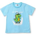 Hellobaby Erkek Bebek Tişört Dinozor Baskılı Bisiklet Yaka Kısa Kol - Mavi - 9 - 12 Ay