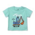 HelloBaby Erkek Bebek Tişört İş Makinası Baskılı Bisiklet Yaka Kısa Kol - Mint