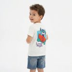HelloBaby Erkek Bebek Tişört Meyve Baskılı Bisiklet Yaka Kısa Kol - Beyaz