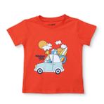 HelloBaby Erkek Bebek Tişört Taşıtlar Baskılı Bisiklet Yaka Kısa Kol - Mercan