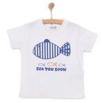 HelloBaby Erkek Bebek Tişört Under the Sea Bisiklet Yaka Kısa Kol Beyaz -