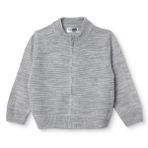 HelloBaby Erkek Bebek Triko Hırka Fermuarlı Bisiklet Yaka Long Sleeve - Gri Melanj