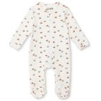 HelloBaby Erkek Bebek Tulum Araba Baskılı Fermuarlı Bisiklet Yaka Uzun Kol Patikli - Bej