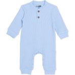 Hellobaby Erkek Bebek Tulum Çiçek Baskılı Çıtçıtlı Bisiklet Yaka Uzun Kol Patikli - Mavi - 0 - 1 Ay