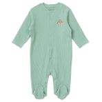 HelloBaby Erkek Bebek Tulum Dinozor Baskılı Çıtçıtlı Bisiklet Yaka Uzun Kol Patikli - Yeşil