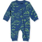 Hellobaby Erkek Bebek Tulum Dinozor Baskılı Fermuarlı Bisiklet Yaka Uzun Kol Ribanalı - Mavi - 18 - 24 Ay