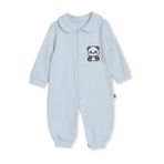 HelloBaby Erkek Bebek Tulum Hayvan Baskılı Çıtçıtlı Bebe Yaka Long Sleeve Patikli - Mavi