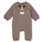 HelloBaby Erkek Bebek Tulum Hayvan Baskılı Çıtçıtlı Bisiklet Yaka Long Sleeve Patiksiz - Kahverengi
