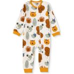 Hellobaby Erkek Bebek Tulum Hayvan Baskılı Fermuarlı Bisiklet Yaka Long Sleeve Ribanalı - Ekru - 6 - 9 Ay