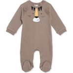 Hellobaby Erkek Bebek Tulum Kaplan Baskılı Fermuarlı Bisiklet Yaka Uzun Kol Patikli - Kahverengi - 0 - 1 Ay