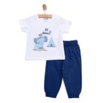 HelloBaby Erkek Kısa Kol Pijama Takımı Bebek - Beyaz