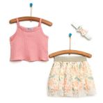 HelloBaby Hello Garden Kız Bebek Gül Kurusu Bluz ve Etek
