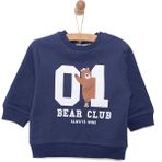 HelloBaby HelloBaby Basic Az Şardonlu Aslan Desenli Sweatshirt Erkek Bebek - Lacivert - 2 Yaş