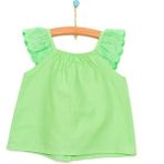 HelloBaby HelloBaby Basic Kız Bebek Fırfır Askılı Bluz Kız Bebek - Açık Yeşil - 9 Ay