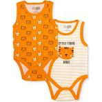 Hellobaby Hellobaby, Erkek, 2li Atlet Body, Hayvan Baskılı, Çıtçıtlı, Bisiklet Yaka, Atlet - Turuncu - 1 - 2 Yaş