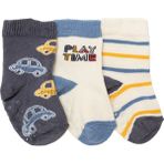 Hellobaby Hellobaby Erkek Bebek 3lü Kaydırmaz Çorap Taşıtlar - 6-12 Ay - Mavi