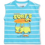 Hellobaby Hellobaby Erkek Bebek Atlet Tshirt Taşıtlar Bisiklet Yaka Atlet - Açık Mavi - 9 - 12 Ay