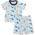 Hellobaby Hellobaby Erkek Bebek Kısa Kol Pijama Takımı Hayvan Baskılı Bisiklet Yaka Kısa Paça Kısa Kol - Mavi - 1 - 2 Yaş