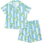 Hellobaby Hellobaby Erkek Bebek Kısa Kol Pijama Takımı Hayvan Baskılı Düğmeli Shirt Collar Kısa Paça Kısa Kol - Mavi - 6 - 9 Ay
