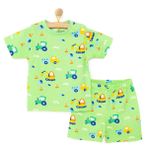 HelloBaby HelloBaby Erkek Bebek Kısa Kol Pijama Takımı Taşıtlar Crew Neck Kısa Paça Kısa Kol