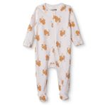 HelloBaby HelloBaby Erkek Bebek Patikli Tulum Hayvan Baskılı Fermuarlı Bisiklet Yaka Uzun Paça Uzun Kol