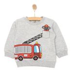 HelloBaby HelloBaby Erkek Bebek Sweatshirt Taşıtlar Çıtçıtlı Basic Bisiklet Yaka Uzun Kol