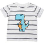 Hellobaby Hellobaby Erkek Bebek Tshirt Dinozor Baskılı Bisiklet Yaka Kısa Kol - Beyaz - 3 - 4 Yaş