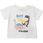 Hellobaby Hellobaby Erkek Bebek Tshirt Dinozor Baskılı Bisiklet Yaka Kısa Kol - Ekru - 12 - 18 Ay