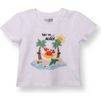 Hellobaby Hellobaby Erkek Bebek Tshirt Palmiyeli Bisiklet Yaka Kısa Kol - Beyaz - 6 - 9 Ay