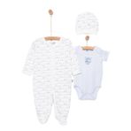 HelloBaby HelloBaby Erkek Bebek Tulum-Body-Şapka Çıtçıtlı Bisiklet Yaka Uzun Paça Uzun Kol