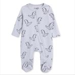 Hellobaby Hellobaby, Erkek, Patikli Tulum, Dinozor Baskılı, Fermuarlı, Bisiklet Yaka, Uzun, Uzun Kol - Gri - 1 - 3 Ay