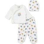 Hellobaby Hellobaby, Erkek, Zıbın-Şapka-Patikli Alt, Hayvan Baskılı, Çıtçıtlı, Zarf Yaka, Uzun Paça, Uzun Kol - Bej - 0 - 1 Ay
