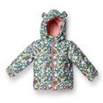HelloBaby HelloBaby Kız Bebek Mont Çiçek Baskılı Fermuarlı Basic Kapüşonlu Uzun Kol