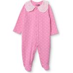 Hellobaby Hellobaby Kız Bebek Patikli Tulum Puantiyeli Çıtçıtlı Dantel Yaka Uzun Paça Uzun Kol - Pembe - 1 - 3 Ay