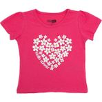 Hellobaby Hellobaby Kız Bebek Tshirt Kalp Baskılı Bisiklet Yaka Kısa Kol - Pembe - 2 - 3 Yaş