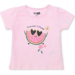 Hellobaby Hellobaby Kız Bebek Tshirt Meyve Baskılı Bisiklet Yaka Kısa Kol - Pembe - 6 - 9 Ay