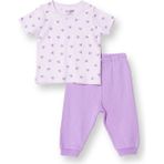 Hellobaby Hellobaby Kız Bebek Tshirt-Patiksiz Alt Kalp Baskılı Çıtçıtlı Bisiklet Yaka Uzun Paça Kısa Kol - 3 Ay - Lila