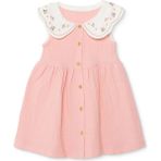 Hellobaby Hellobaby, Kız, Elbise, Çiçek Baskılı, Düğmeli, Vintage Girl, Bebe Yaka, Kısa Paça, Atlet - 2 - 3 Yaş - Pembe