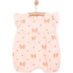 Hellobaby Hellobaby, Kız, Kısa Tulum, Fiyonk Baskılı, Çıtçıtlı, Basic, Bisiklet Yaka, Kısa Paça, Kısa Kol - Somon - 2 Yaş