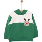 HelloBaby HelloBaby Snow Party Erkek Kapüşonlu Sweatshirt Erkek Bebek - Koyu Yeşil - 6 Ay