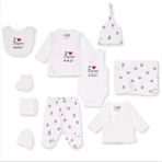 Hellobaby Hellobaby, Unisex, 10LU Hastane Çıkışı, Slogan Baskılı, Çıtçıtlı, V Yaka, Uzun Paça, Uzun Kol - Ekru - Yenidoğan