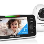 HelloBaby Kameralı ve Gece Görüşlü Bebek Monitörü, 30 Saat Pilli 5''Ekran, Pan-Tilt-Zoom Video Bebek Monitörü WiFi Yok, 2 Yönlü Konuşma, Sıcaklık, 8 Ninniler ve 1000ft Menzil