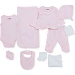 Hellobaby Kız Bebek 10LU Hastane Çıkışı Çiçek Baskılı Çıtçıtlı V Yaka Uzun Kol Patikli - Yenidoğan - Pembe