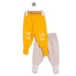 HelloBaby Kız Bebek 2li Çoraplı Pantolon İnterlok Koyu Sarı -