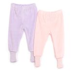 HelloBaby Kız Bebek 2li Çoraplı Pantolon Kadife Mor - Lila